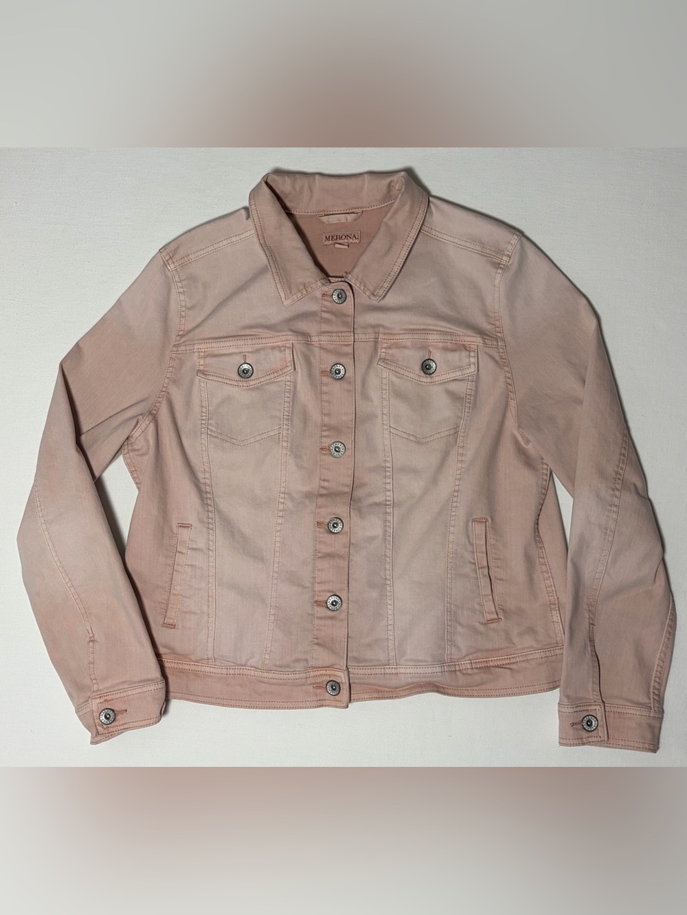 Merona Button Front Faded Pink Denim Jacket Women's XXL Good Condition